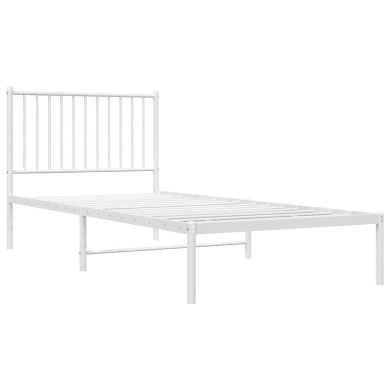 Metal Bed Frame without Mattress with Headboard White 90x200cm