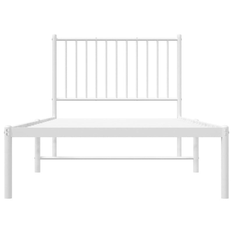 Metal Bed Frame without Mattress with Headboard White 90x200cm