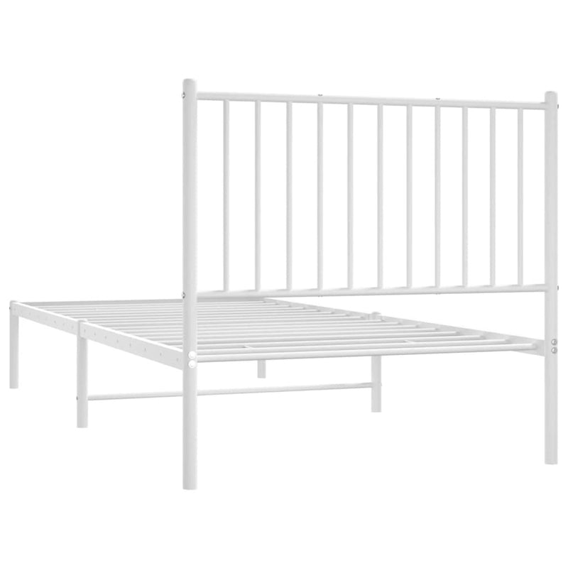 Metal Bed Frame without Mattress with Headboard White 90x200cm