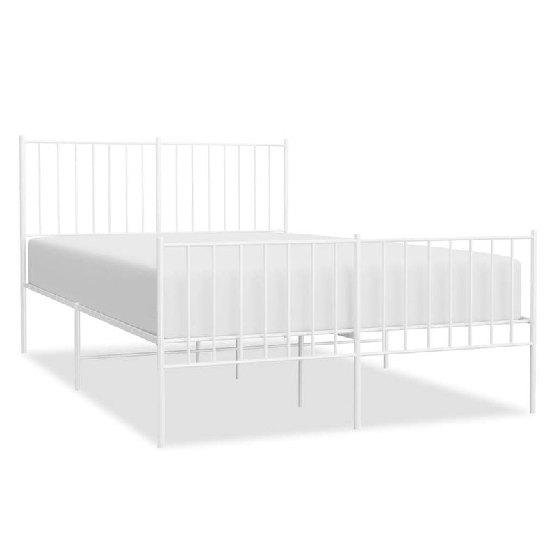 Metal Bed Frame without Mattress with Footboard White 120x190cm