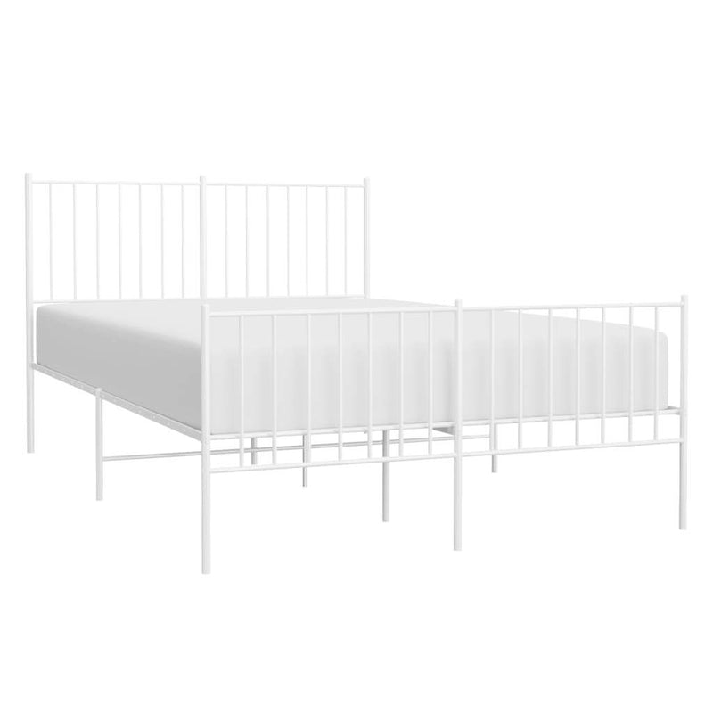 Metal Bed Frame without Mattress with Footboard White 120x190cm