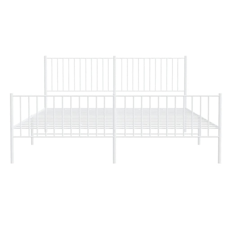 Metal Bed Frame without Mattress with Footboard White 183x213cm