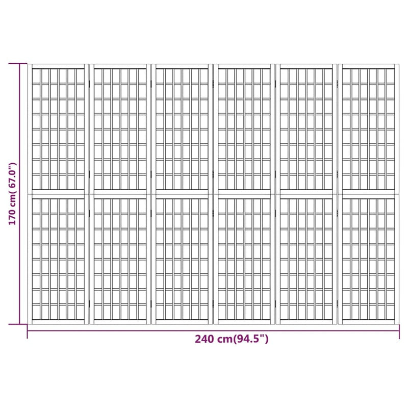 Folding 6-Panel Room Divider Japanese Style 240x170 cm