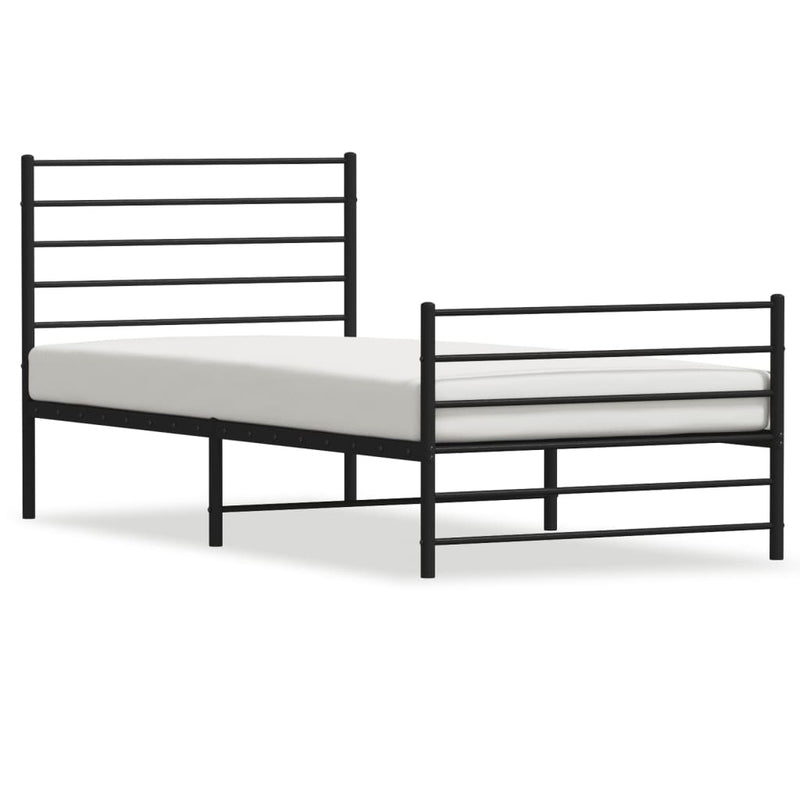 Metal Bed Frame without Mattress with Footboard Black 100x200cm