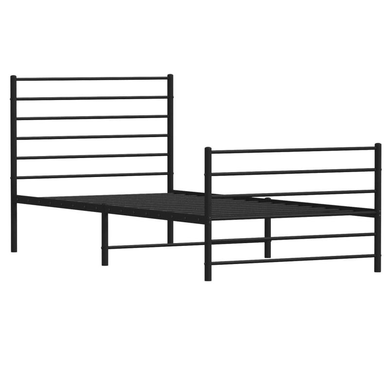 Metal Bed Frame without Mattress with Footboard Black 100x200cm