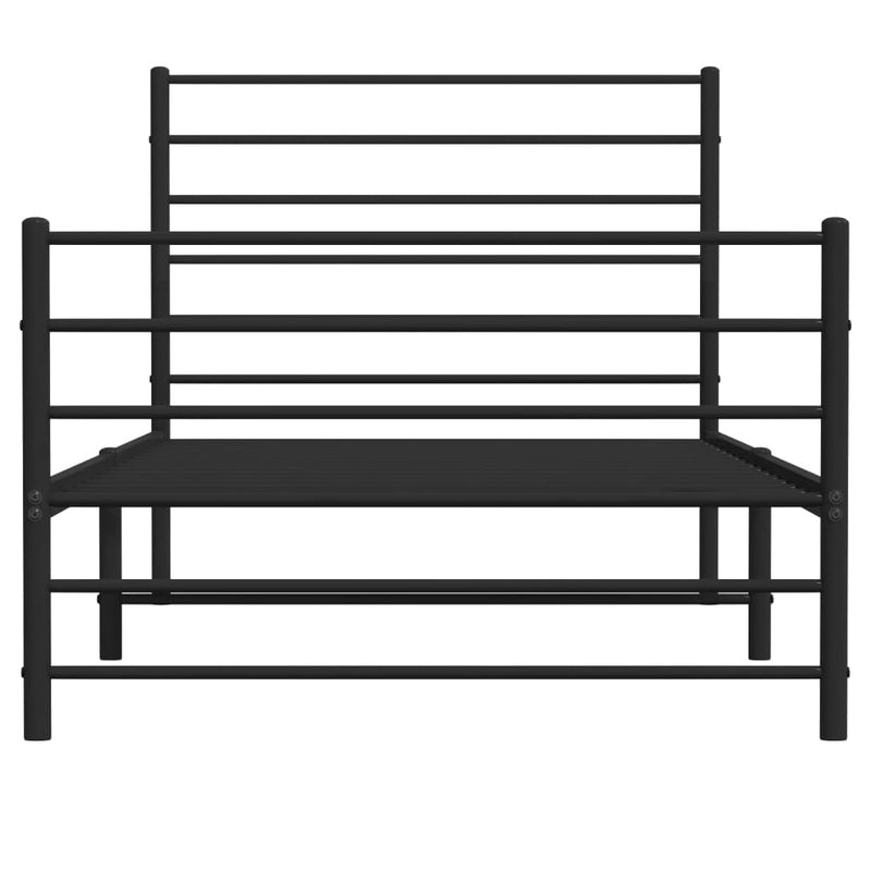 Metal Bed Frame without Mattress with Footboard Black 100x200cm