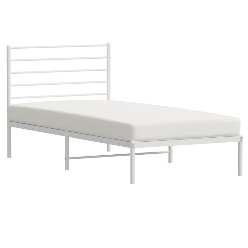 Metal Bed Frame without Mattress with Headboard White 90x200cm