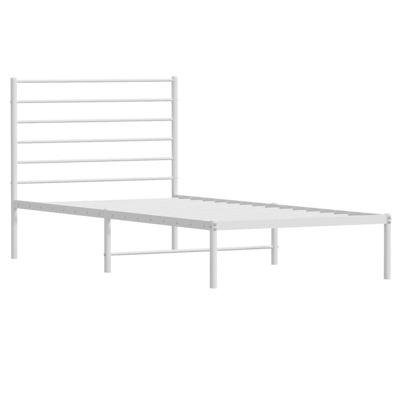 Metal Bed Frame without Mattress with Headboard White 90x200cm