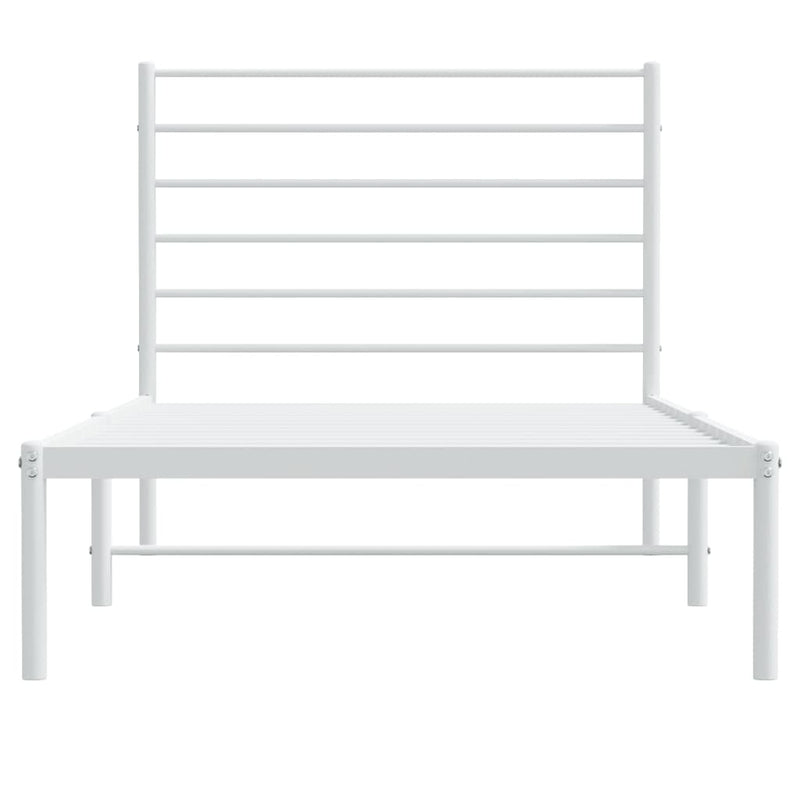 Metal Bed Frame without Mattress with Headboard White 90x200cm