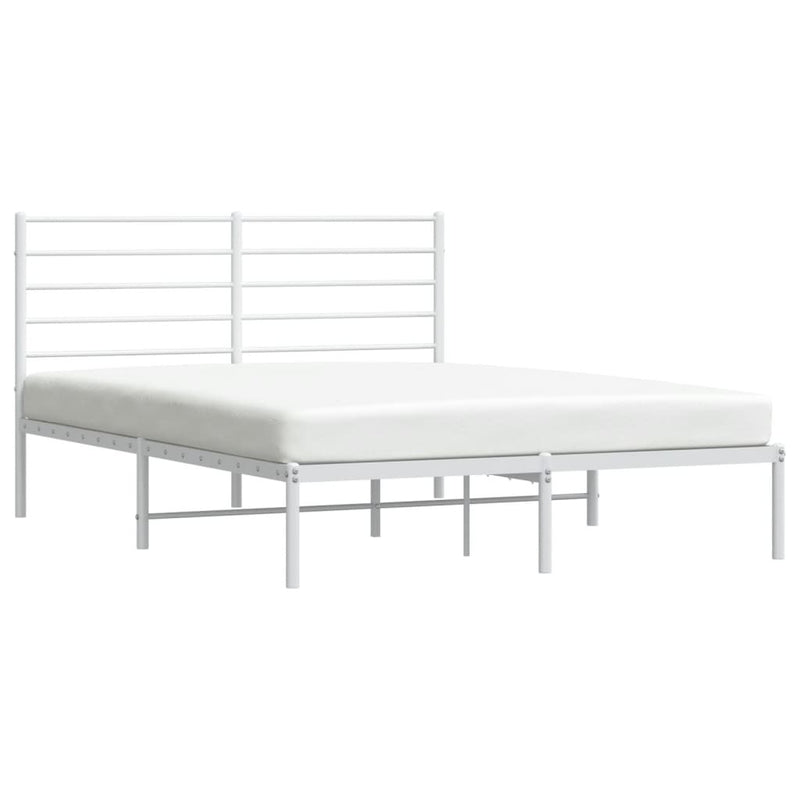 Metal Bed Frame without Mattress with Headboard White 150x200cm