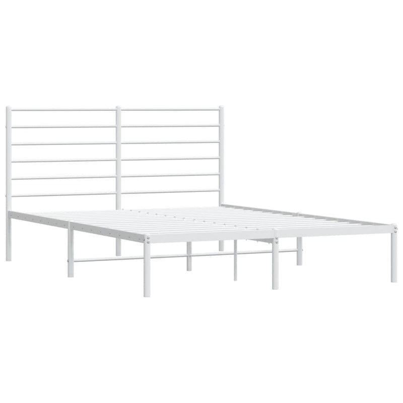 Metal Bed Frame without Mattress with Headboard White 150x200cm