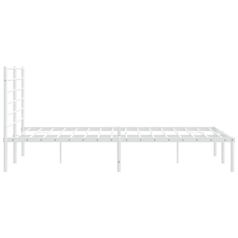 Metal Bed Frame without Mattress with Headboard White 150x200cm