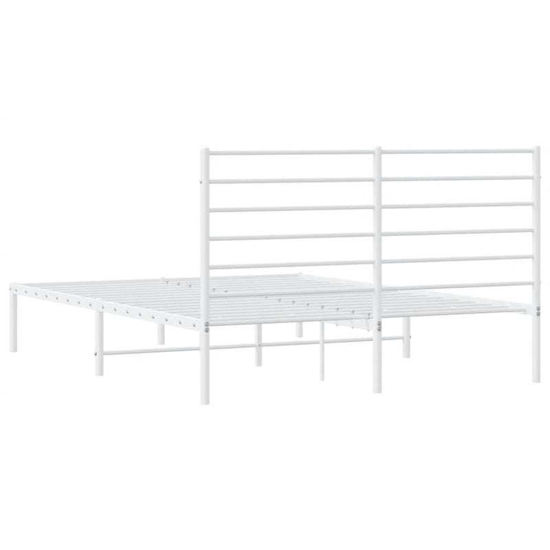 Metal Bed Frame without Mattress with Headboard White 150x200cm