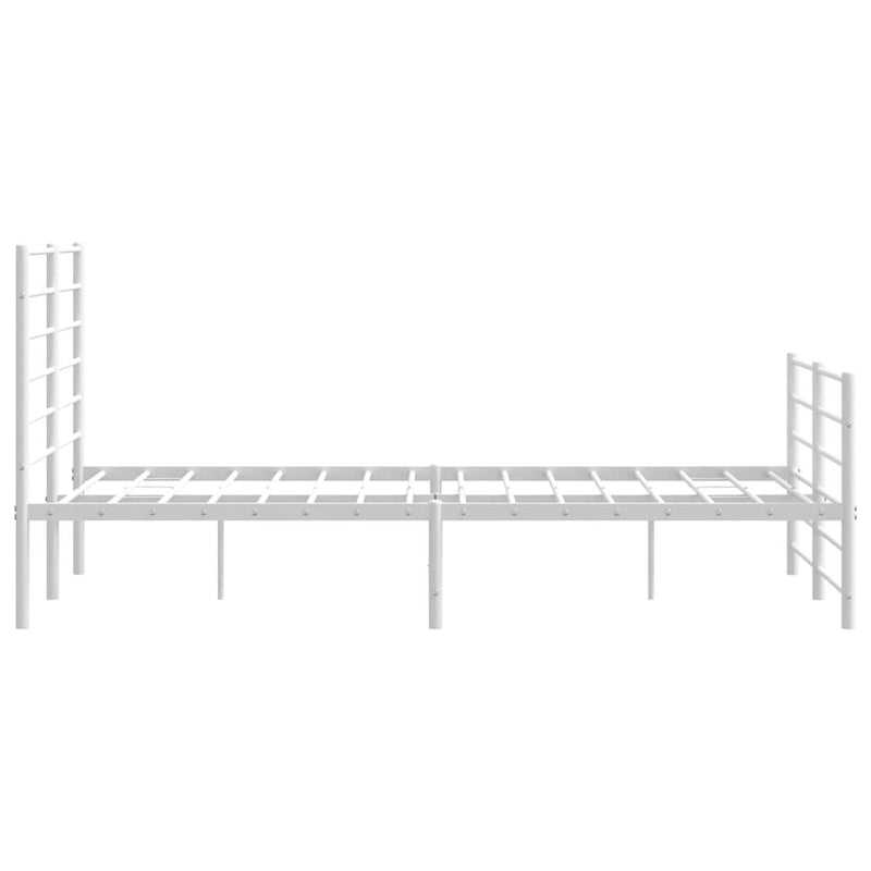 Metal Bed Frame without Mattress with Footboard White 140x190cm