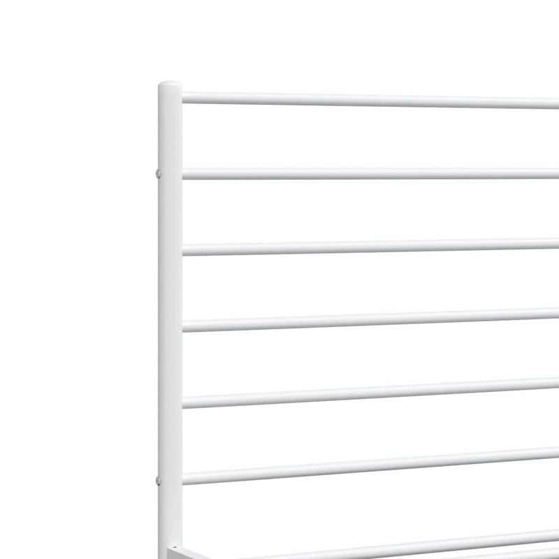 Metal Bed Frame without Mattress with Footboard White 140x190cm