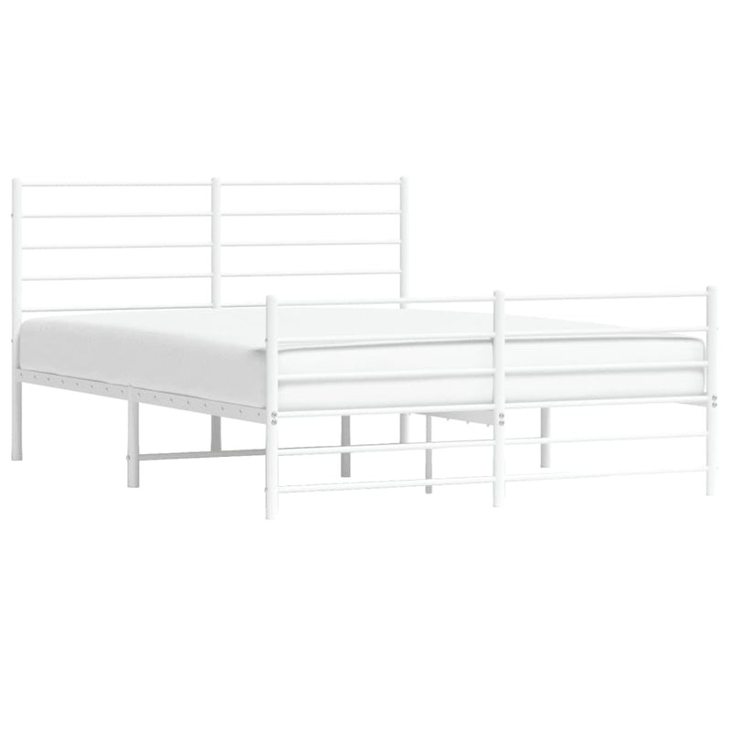 Metal Bed Frame without Mattress with Footboard White 160x200cm