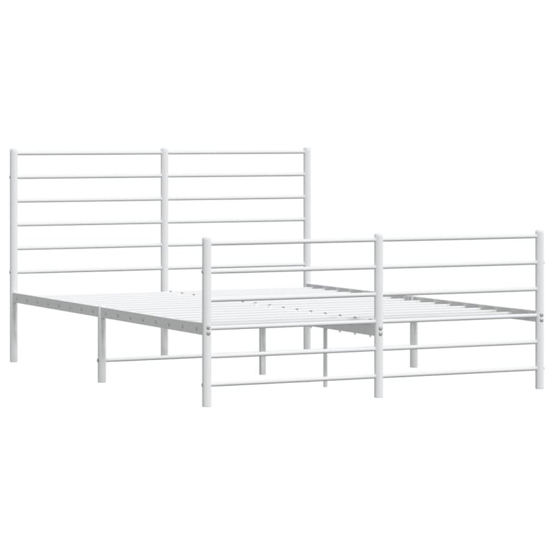 Metal Bed Frame without Mattress with Footboard White 160x200cm