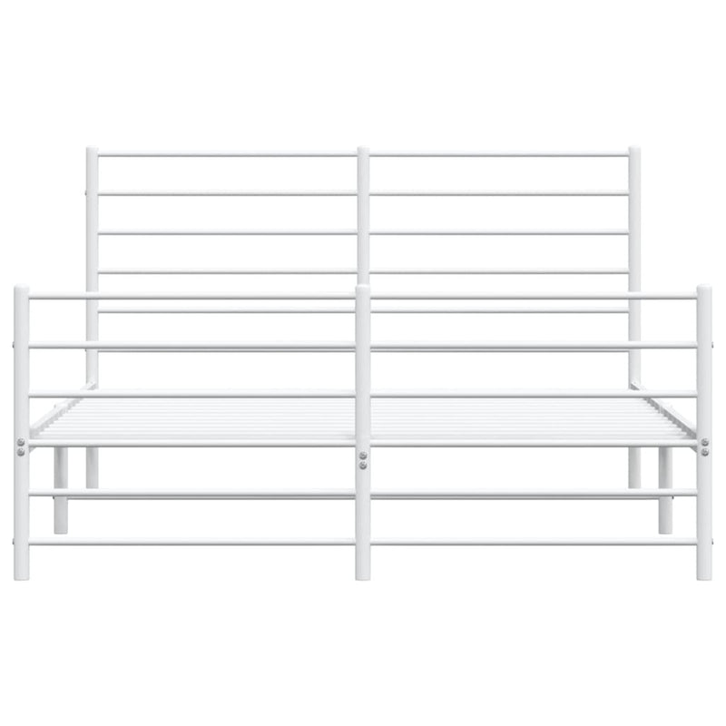 Metal Bed Frame without Mattress with Footboard White 160x200cm