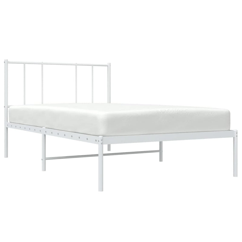 Metal Bed Frame without Mattress with Headboard White 75x190cm