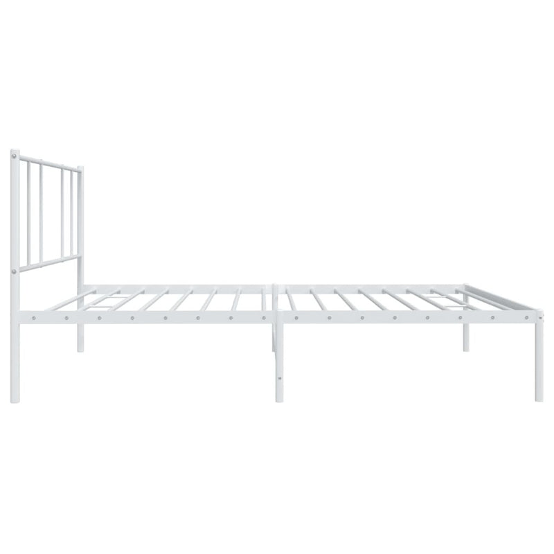 Metal Bed Frame without Mattress with Headboard White 90x190cm