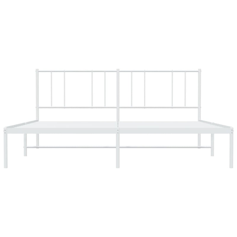 Metal Bed Frame without Mattress with Headboard White 200x200cm