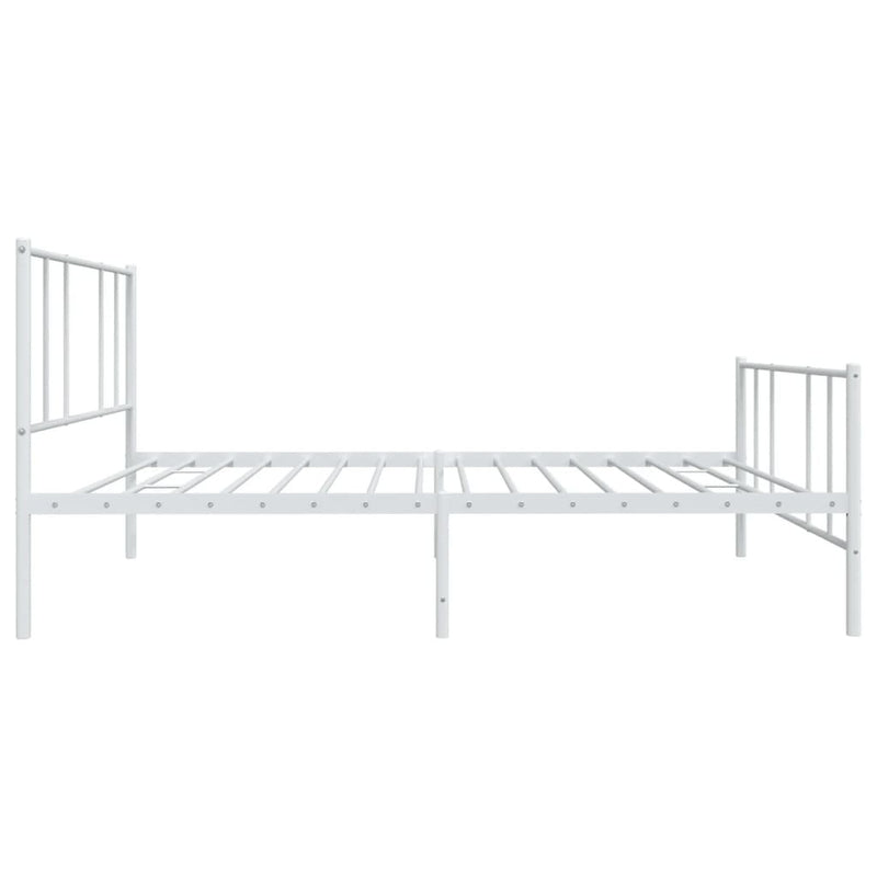 Metal Bed Frame without Mattress with Footboard White 75x190cm