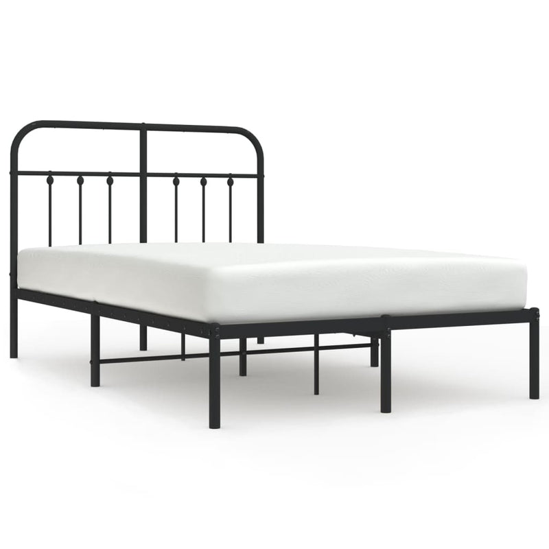 Metal Bed Frame without Mattress with Headboard Black 120x200cm