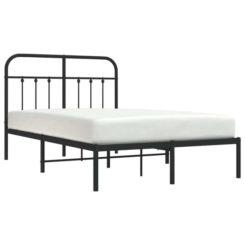 Metal Bed Frame without Mattress with Headboard Black 120x200cm