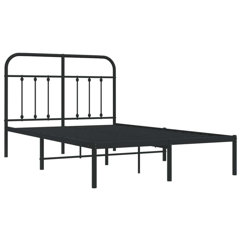 Metal Bed Frame without Mattress with Headboard Black 120x200cm