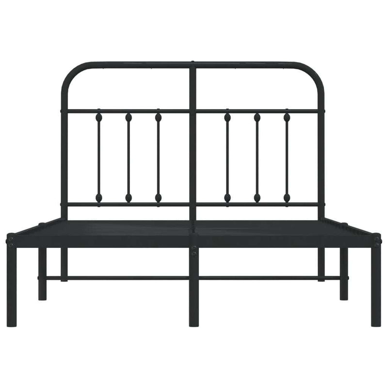 Metal Bed Frame without Mattress with Headboard Black 120x200cm