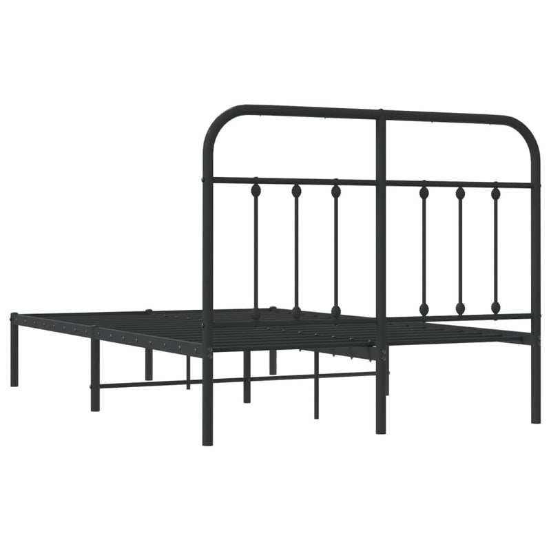 Metal Bed Frame without Mattress with Headboard Black 120x200cm