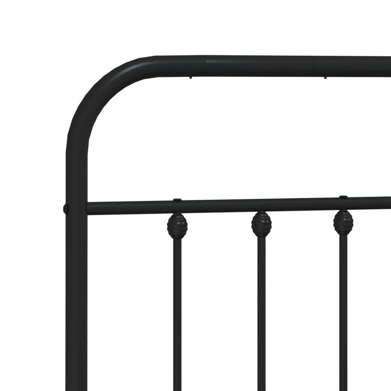 Metal Bed Frame without Mattress with Headboard Black 120x200cm