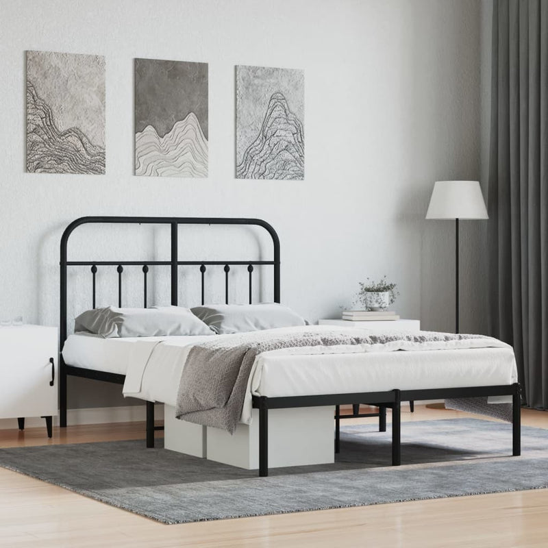 Metal Bed Frame without Mattress with Headboard Black 120x200cm