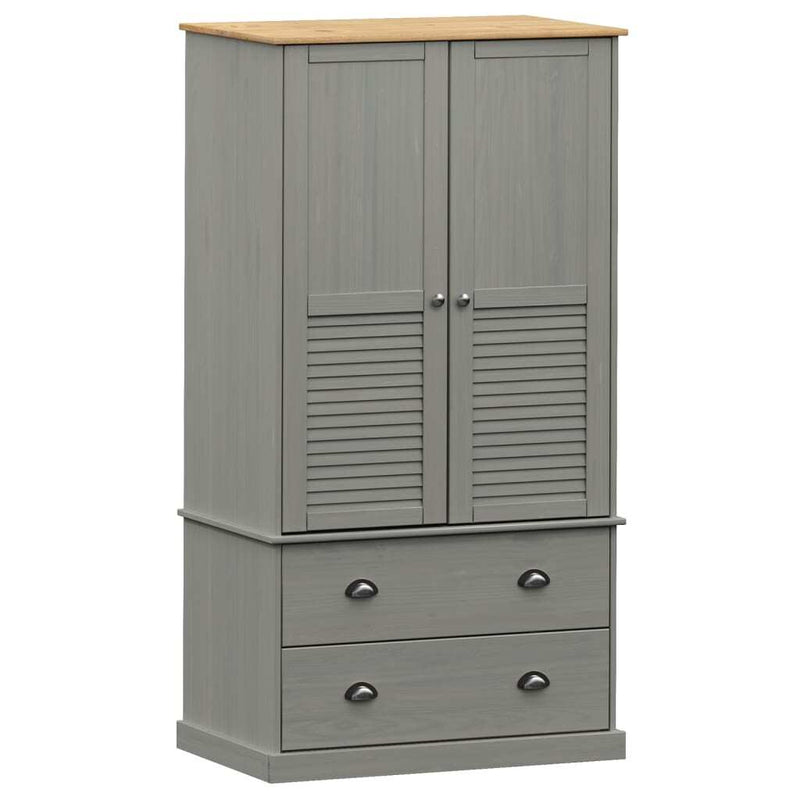 Wardrobe VIGO Grey 90x55x170 cm Solid Wood Pine