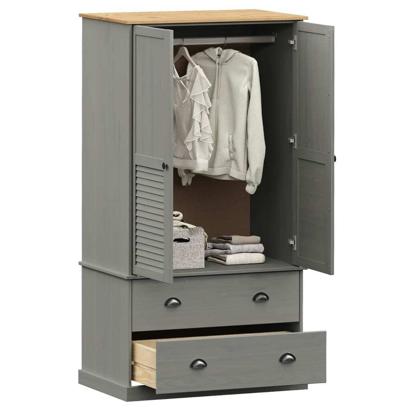 Wardrobe VIGO Grey 90x55x170 cm Solid Wood Pine