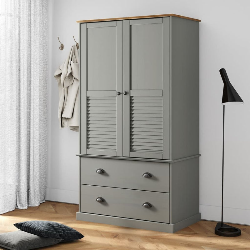 Wardrobe VIGO Grey 90x55x170 cm Solid Wood Pine