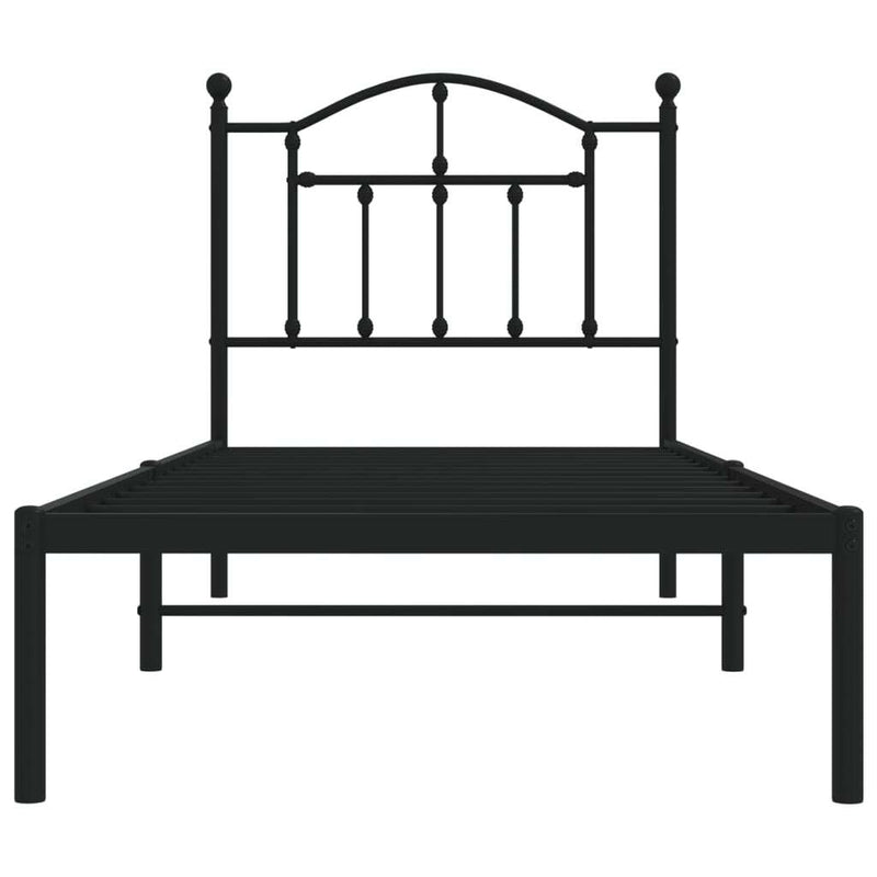 Metal Bed Frame without Mattress with Headboard Black 90x190cm