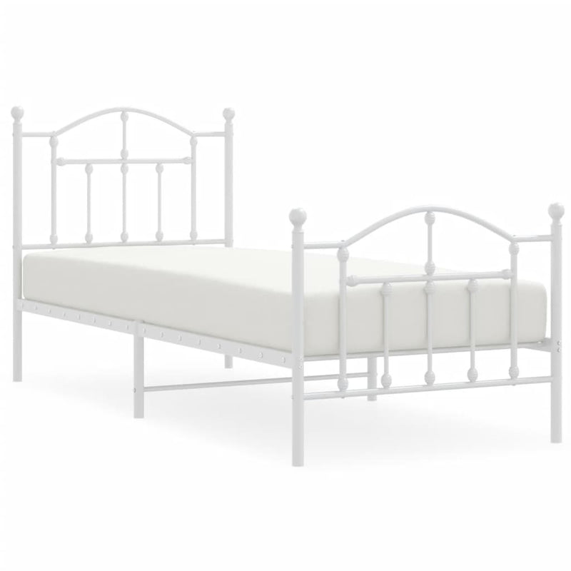 Metal Bed Frame without Mattress with Footboard White 80x200cm