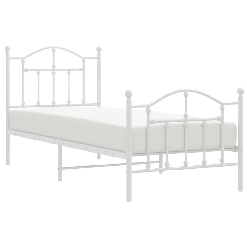 Metal Bed Frame without Mattress with Footboard White 80x200cm