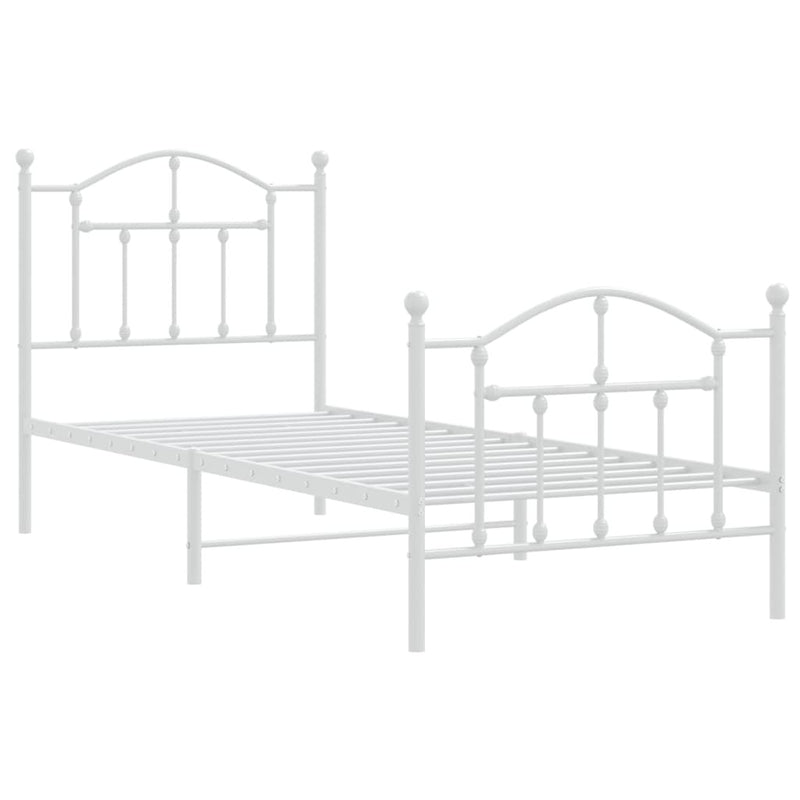 Metal Bed Frame without Mattress with Footboard White 80x200cm