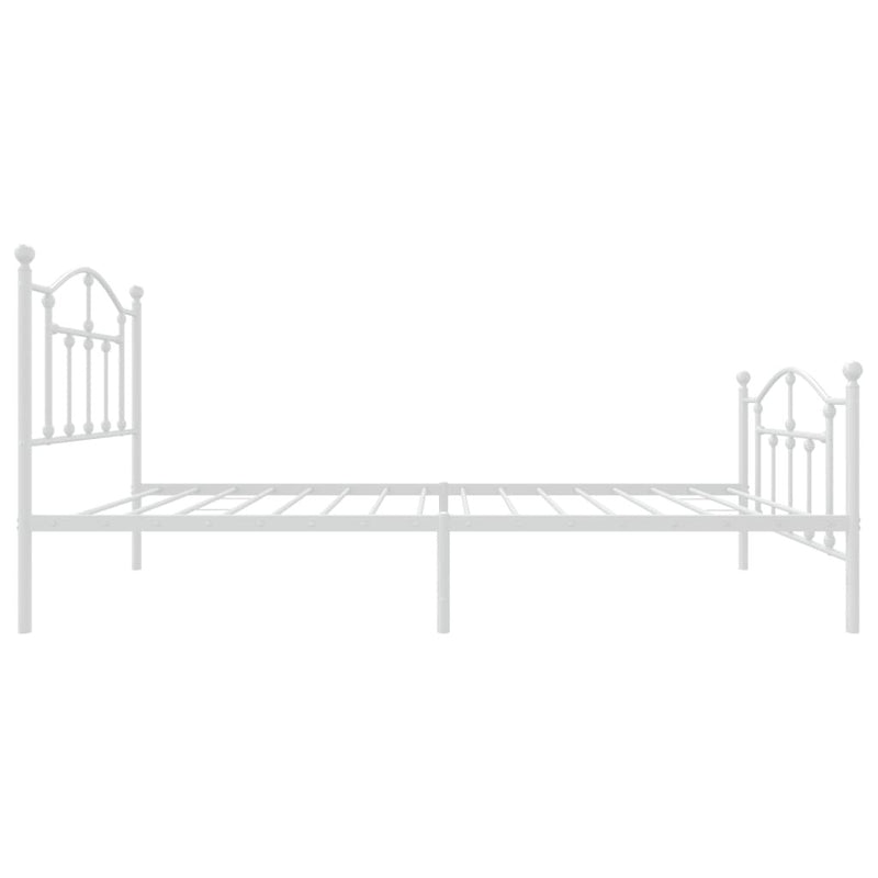 Metal Bed Frame without Mattress with Footboard White 80x200cm