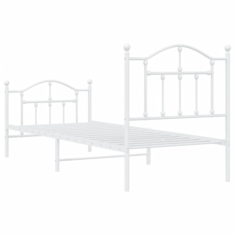 Metal Bed Frame without Mattress with Footboard White 80x200cm