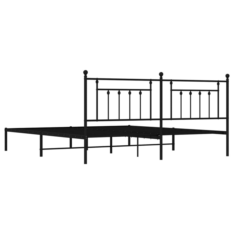 Metal Bed Frame without Mattress with Headboard Black 200x200cm