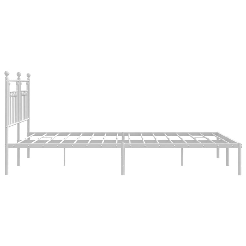 Metal Bed Frame without Mattress with Headboard White 183x213cm