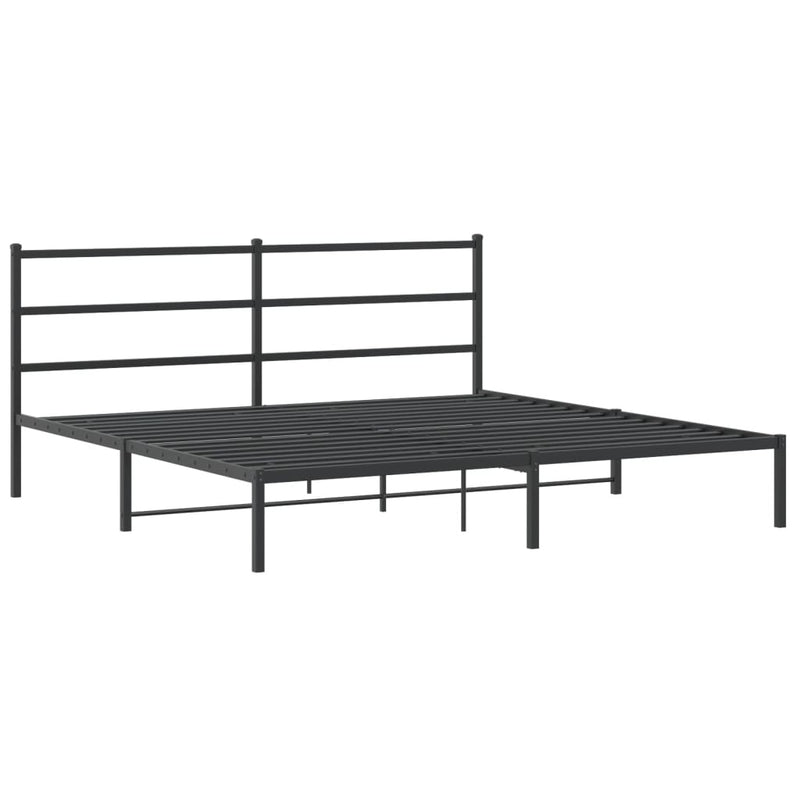 Metal Bed Frame without Mattress with Headboard Black 183x213cm