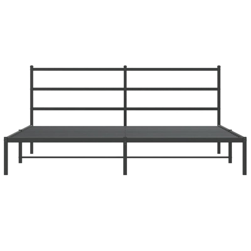 Metal Bed Frame without Mattress with Headboard Black 183x213cm