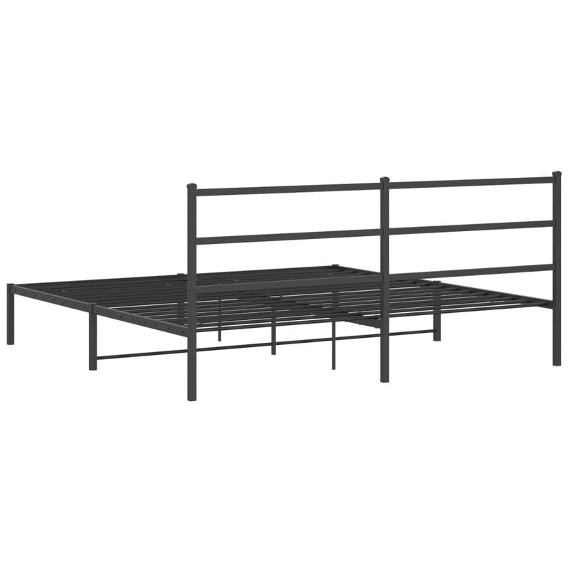 Metal Bed Frame without Mattress with Headboard Black 183x213cm