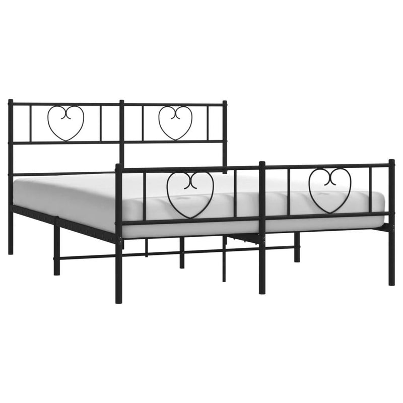 Metal Bed Frame without Mattress with Footboard Black 120x200cm