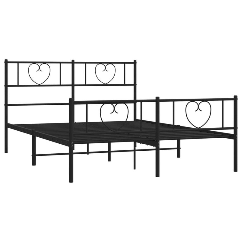 Metal Bed Frame without Mattress with Footboard Black 120x200cm