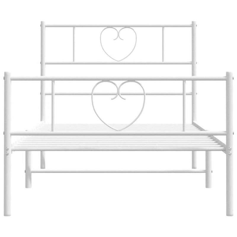 Metal Bed Frame without Mattress with Footboard White 75x190cm